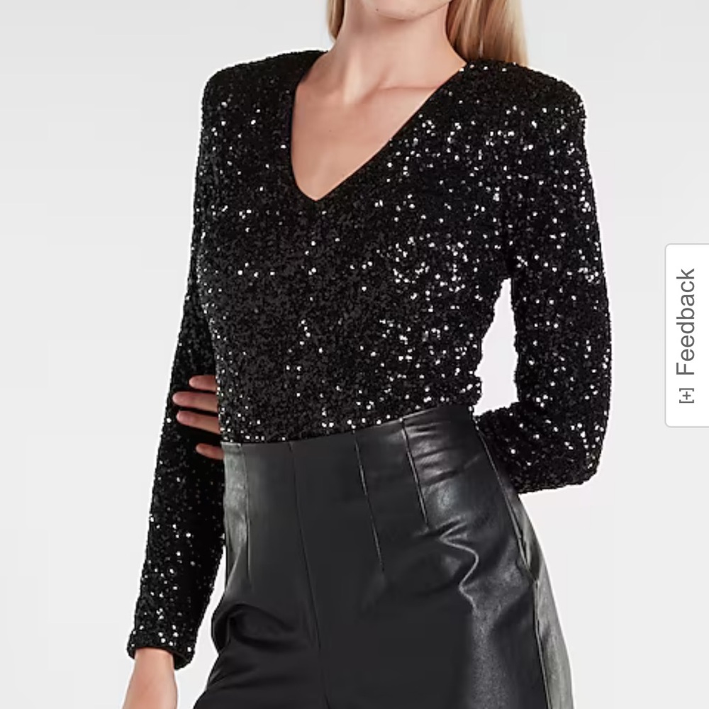 Express Sequin V Neck Bodysuit NWT - Picture 8 of 12